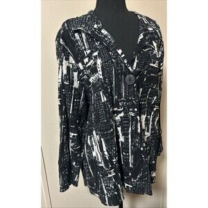 NWT Sz XL HABITAT City Chic Black White Texture Women Blouse Jacket Cotton 42441